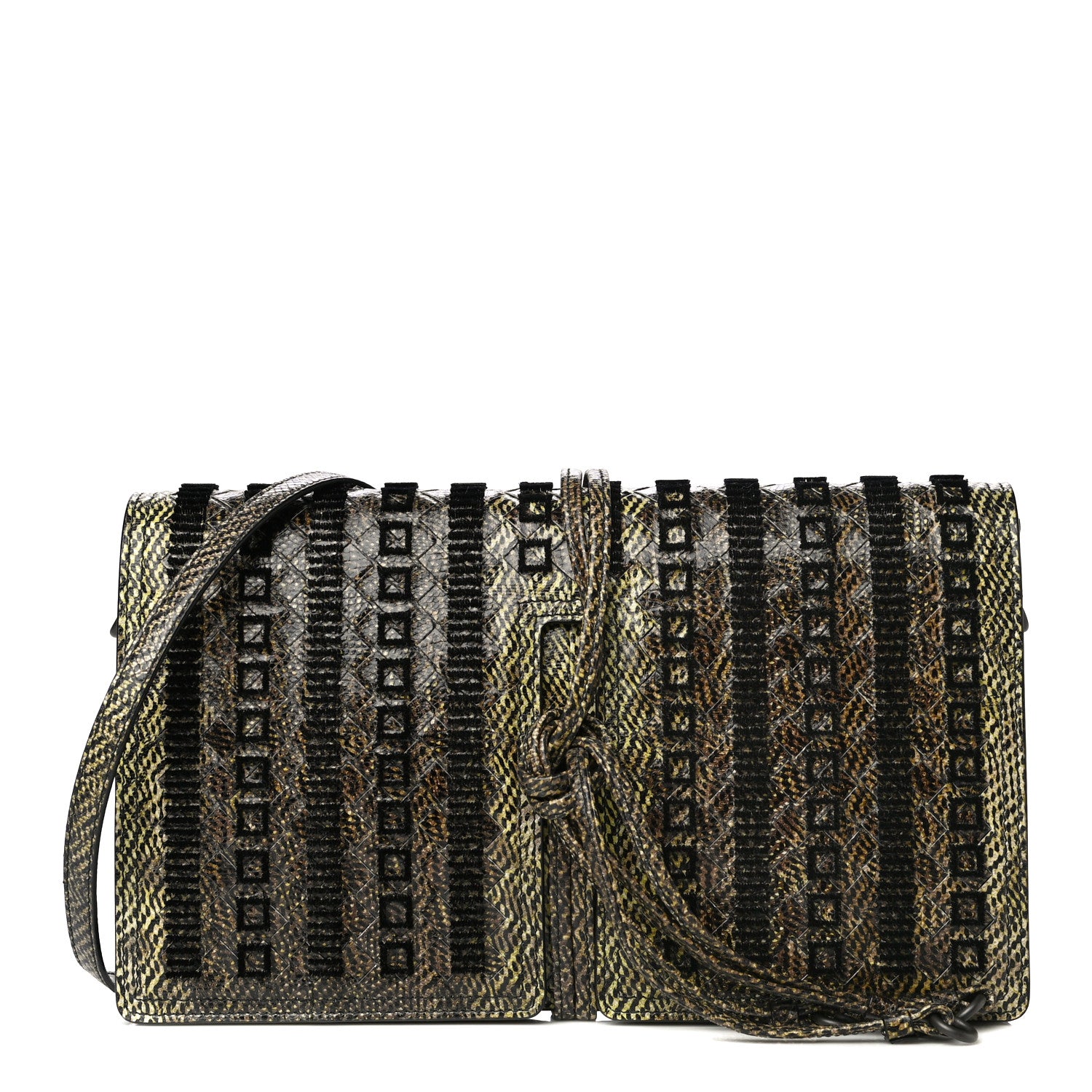 Bottega Veneta Karung Velvet Intrecciato Full-Flap Tie Clutch Crossbody 1 of 11