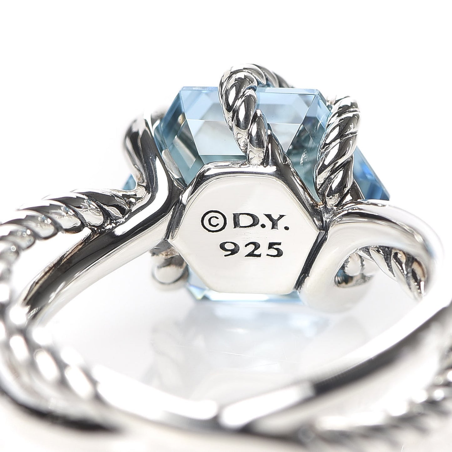 Sterling Silver Diamond Blue Topaz 10mm Cable Wrap Ring 52 6