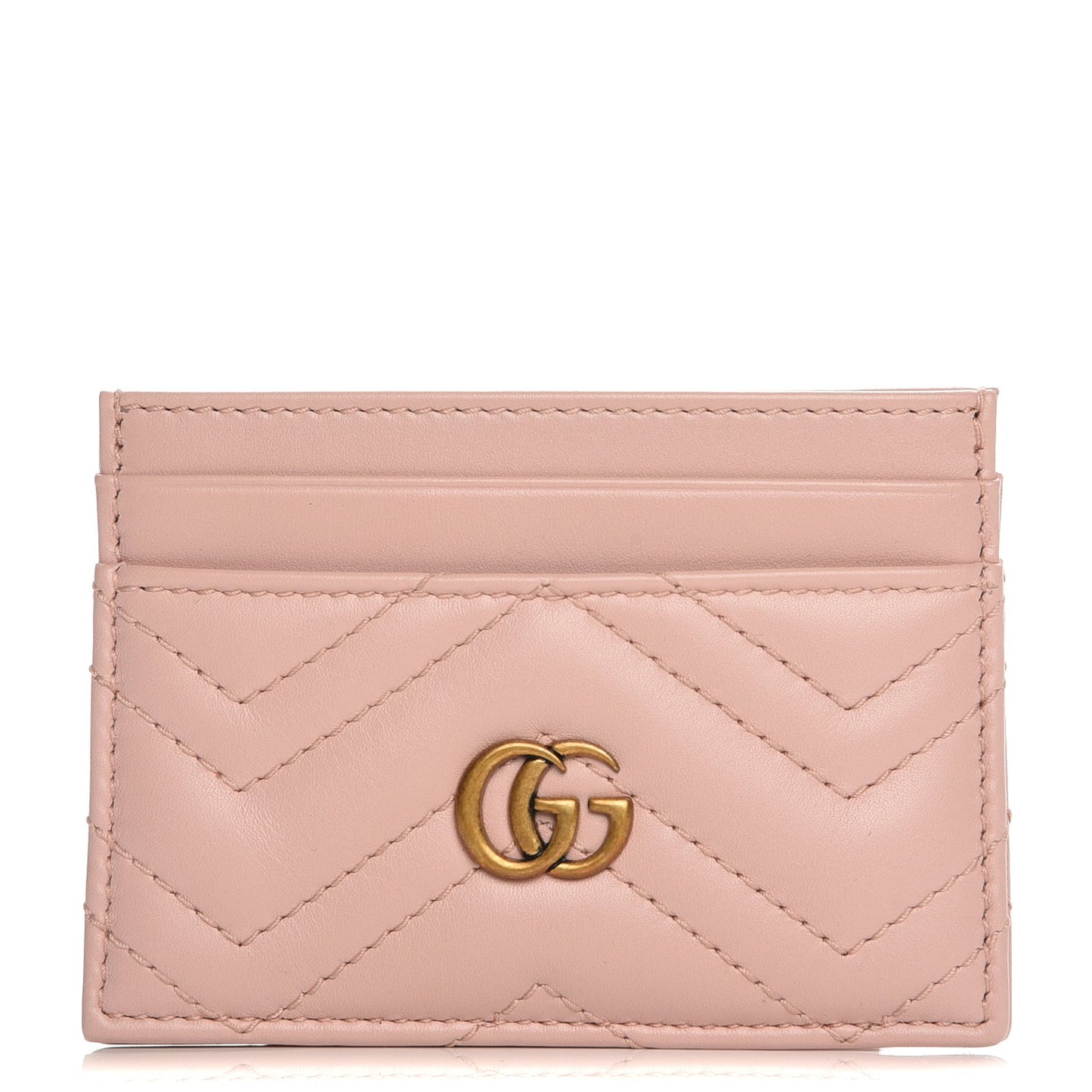 Calfskin Matelasse GG Marmont Card Holder Perfect Pink