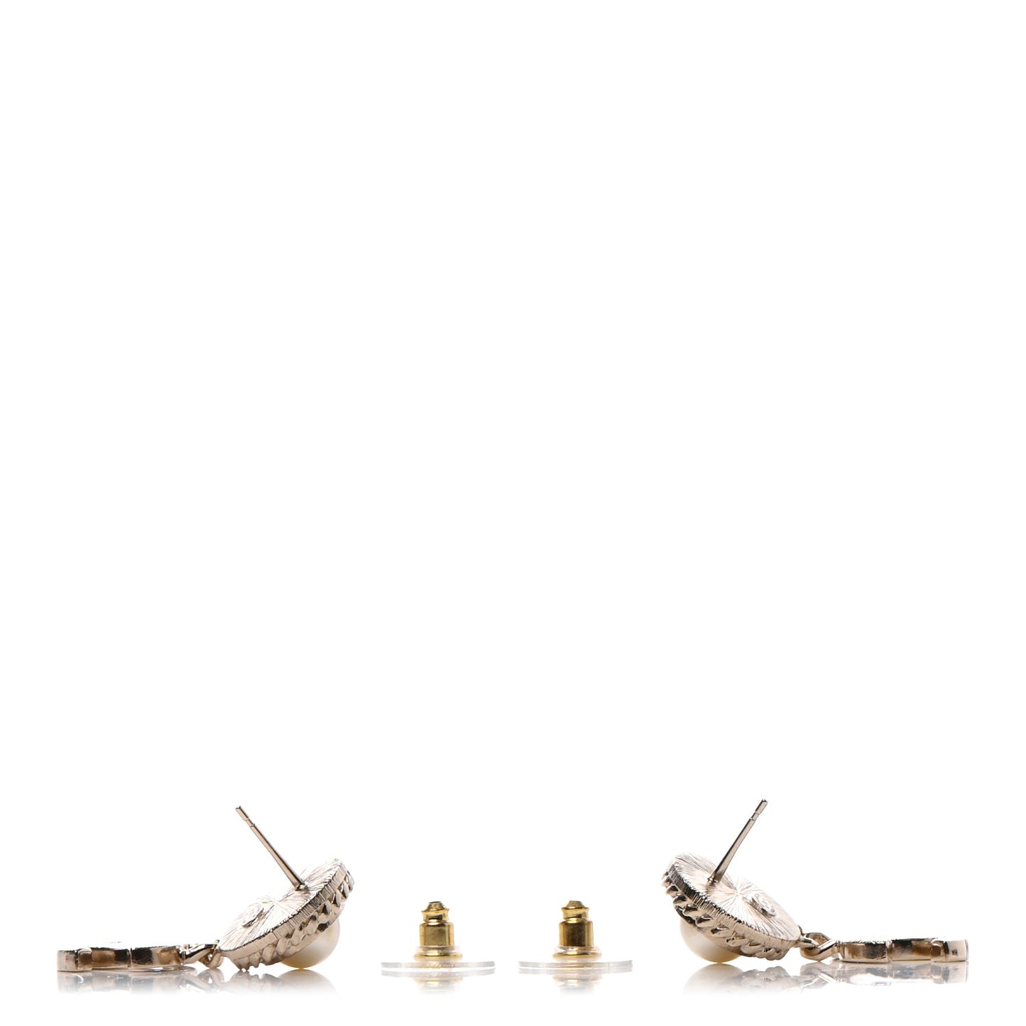 Crystal Pearl CC Drop Earrings Gold