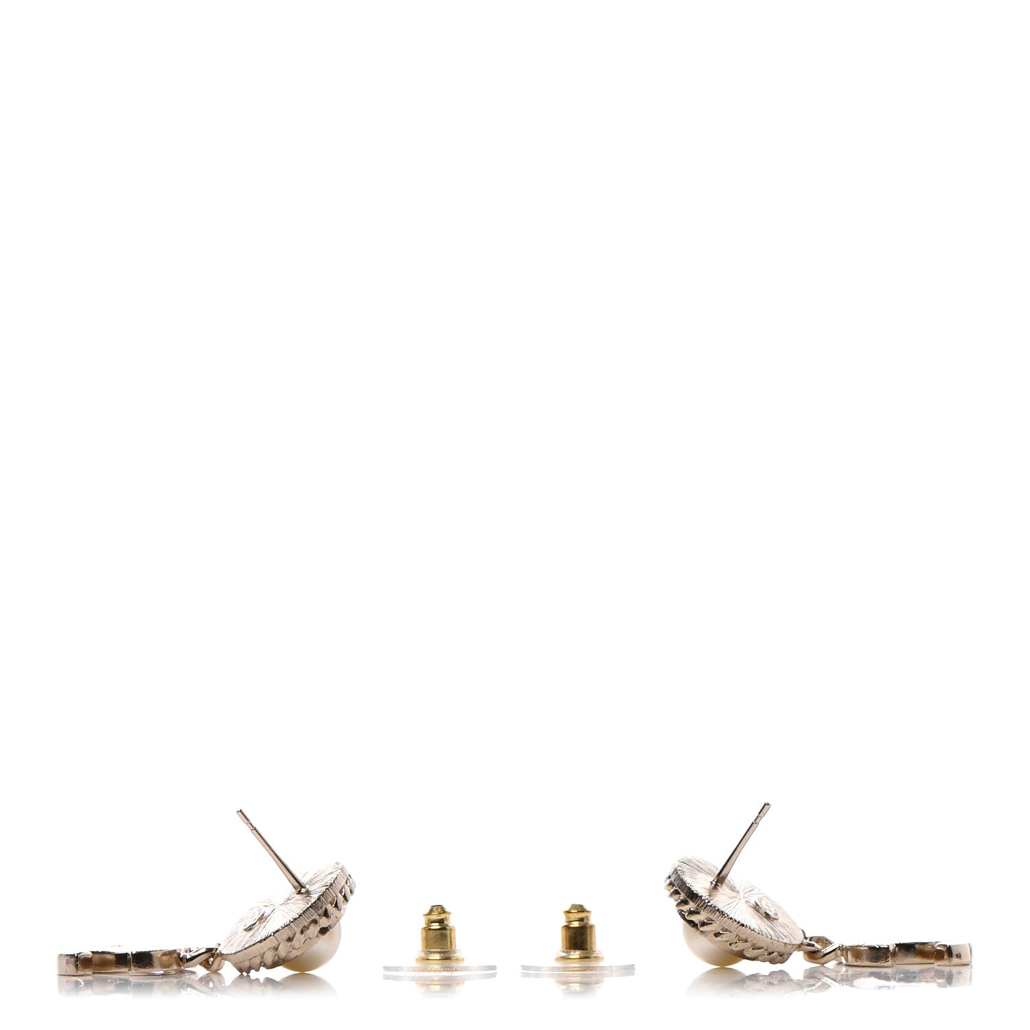 Chanel Crystal Pearl CC Drop Earrings Gold 3 of 4