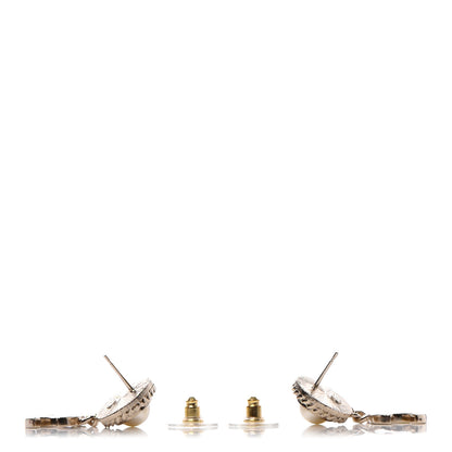 Chanel Crystal Pearl CC Drop Earrings Gold 3 of 4