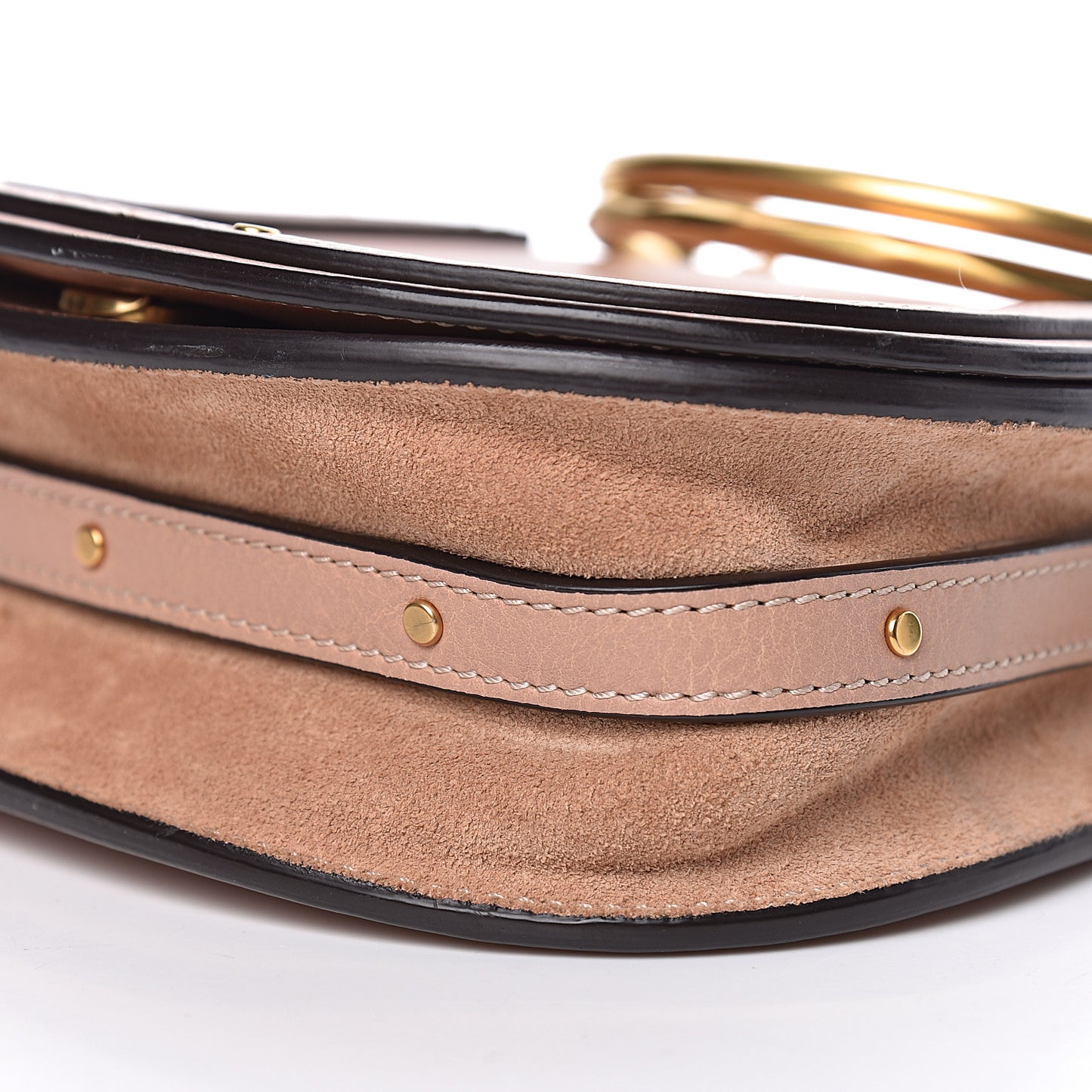 Calfskin Suede Small Nile Bracelet Bag Biscotti Beige