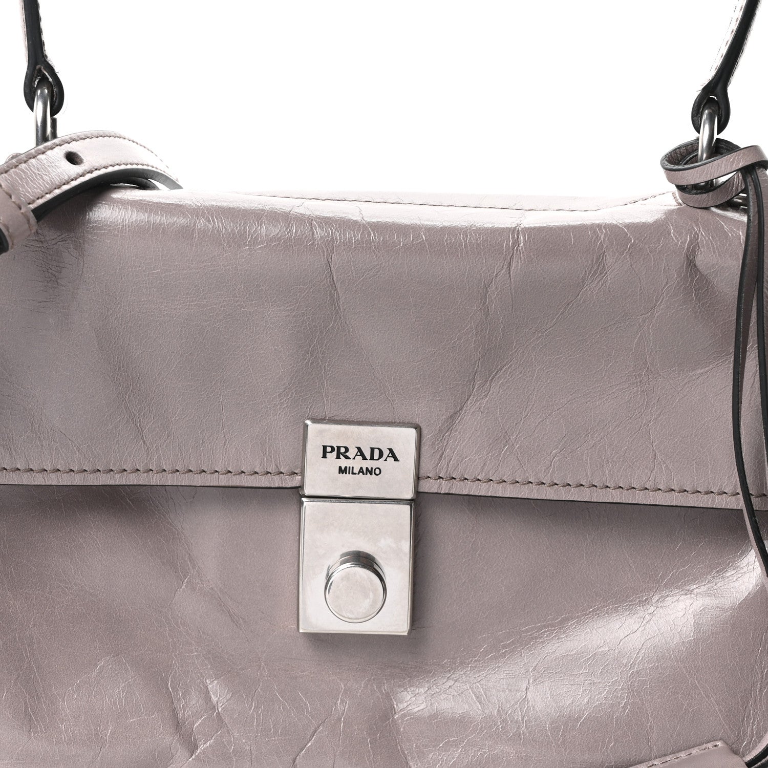 Prada Glossy Calfskin Medium Sound Shoulder Bag Peltro 8 of 11