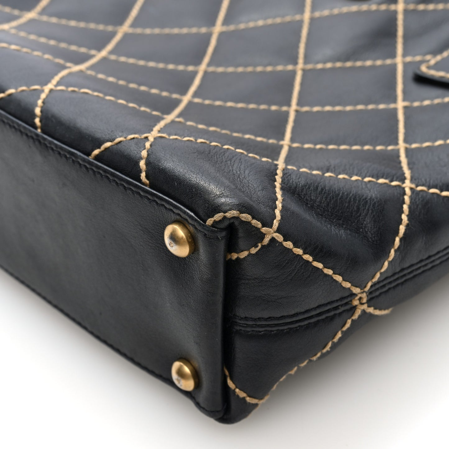 Calfskin Wild Stitch Tote Black