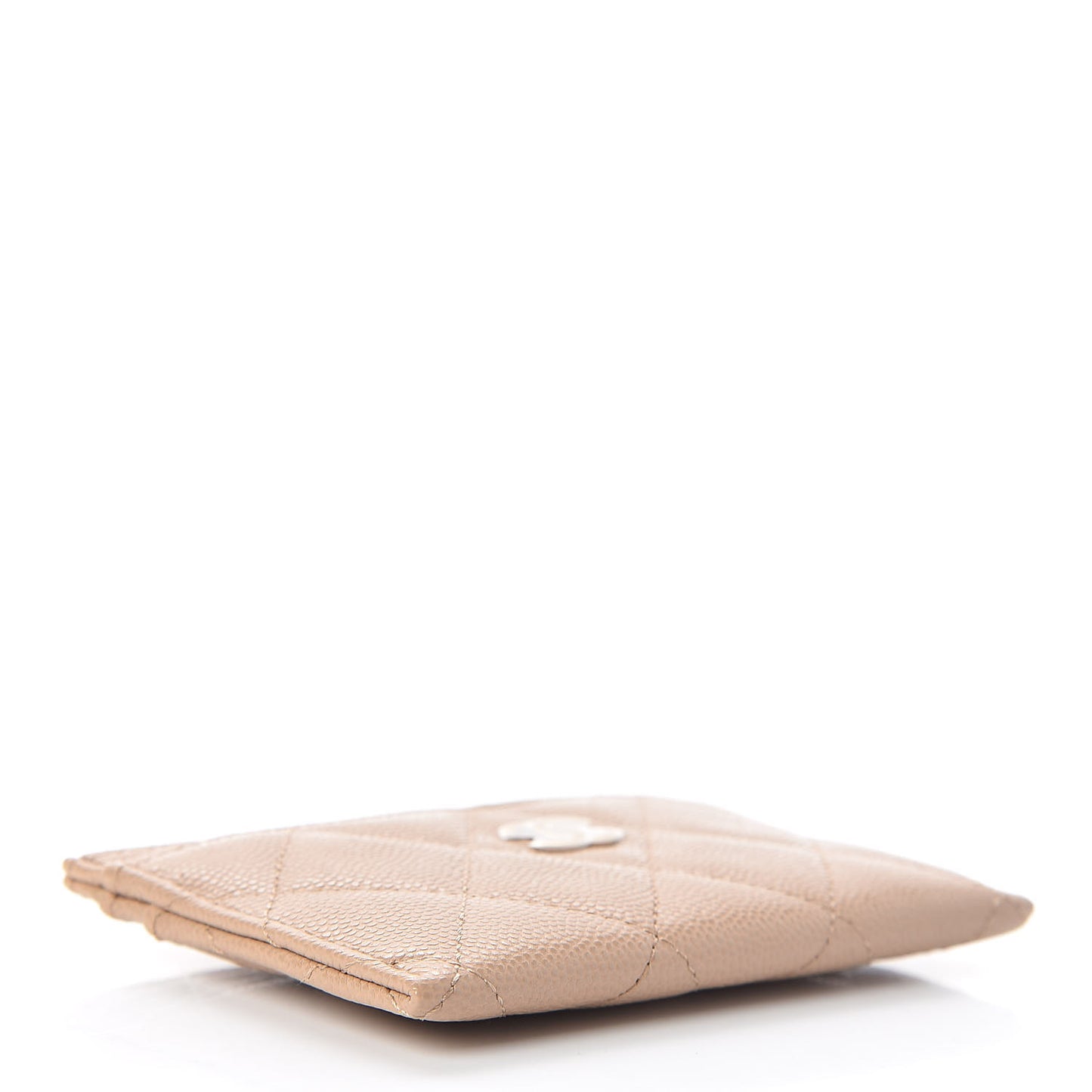 Caviar Quilted Card Holder Beige