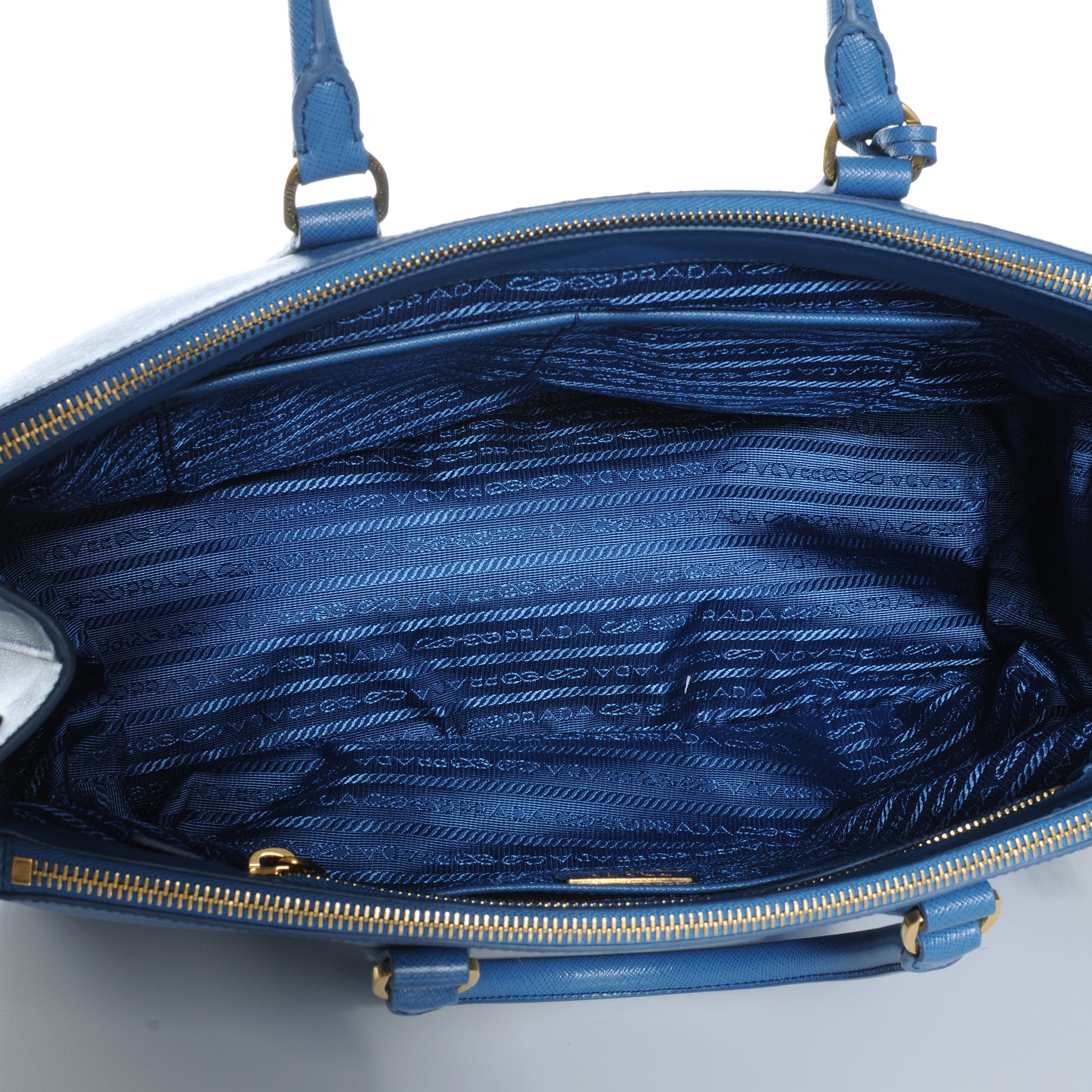 Prada Saffiano Lux Large Galleria Double Zip Tote Cobalto 9 of 9