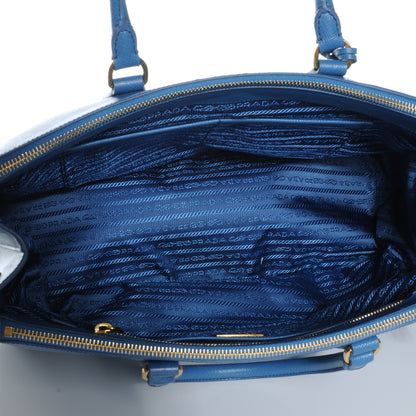 Prada Saffiano Lux Large Galleria Double Zip Tote Cobalto 9 of 9