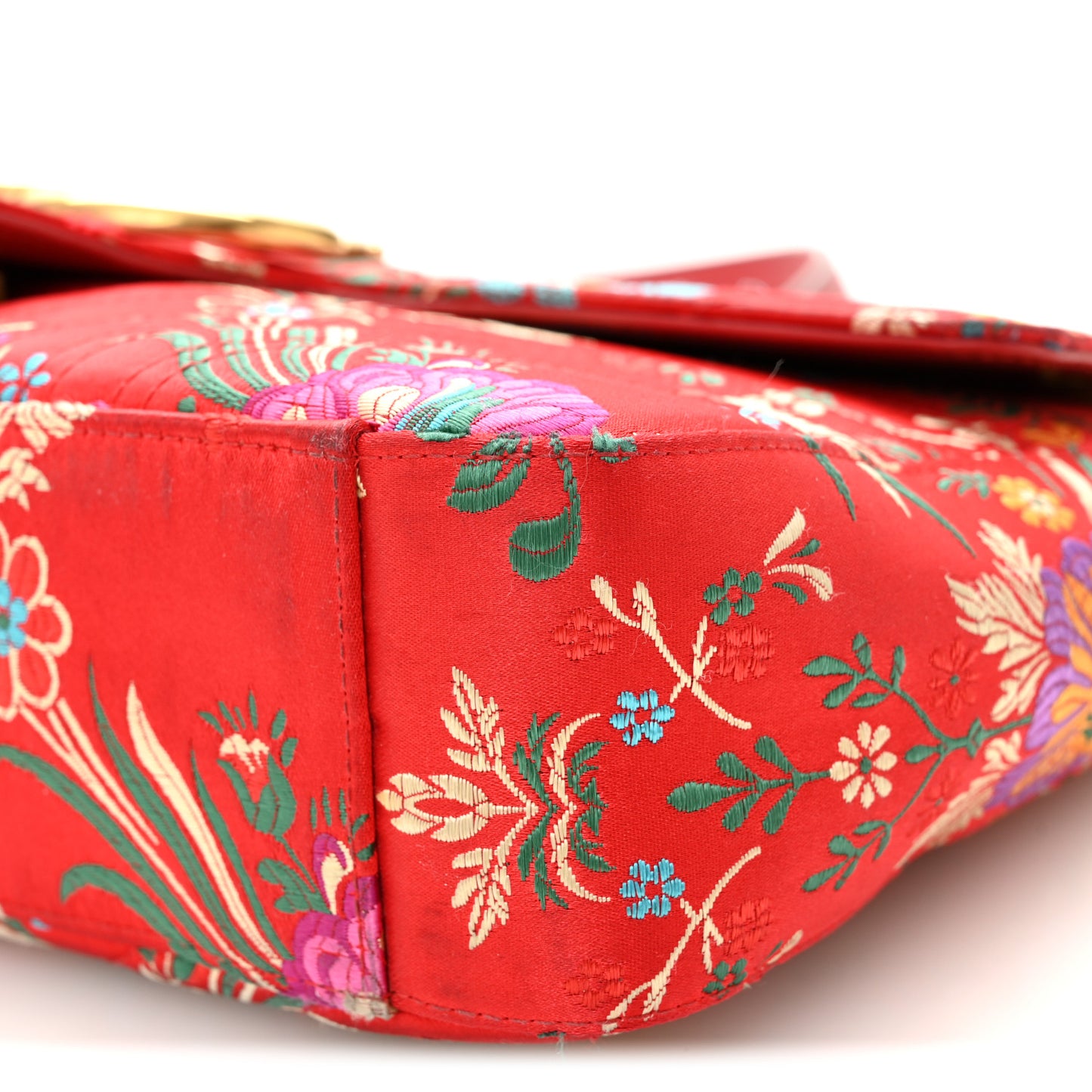 Jacquard Matelasse Floral Medium GG Marmont Shoulder Bag Red