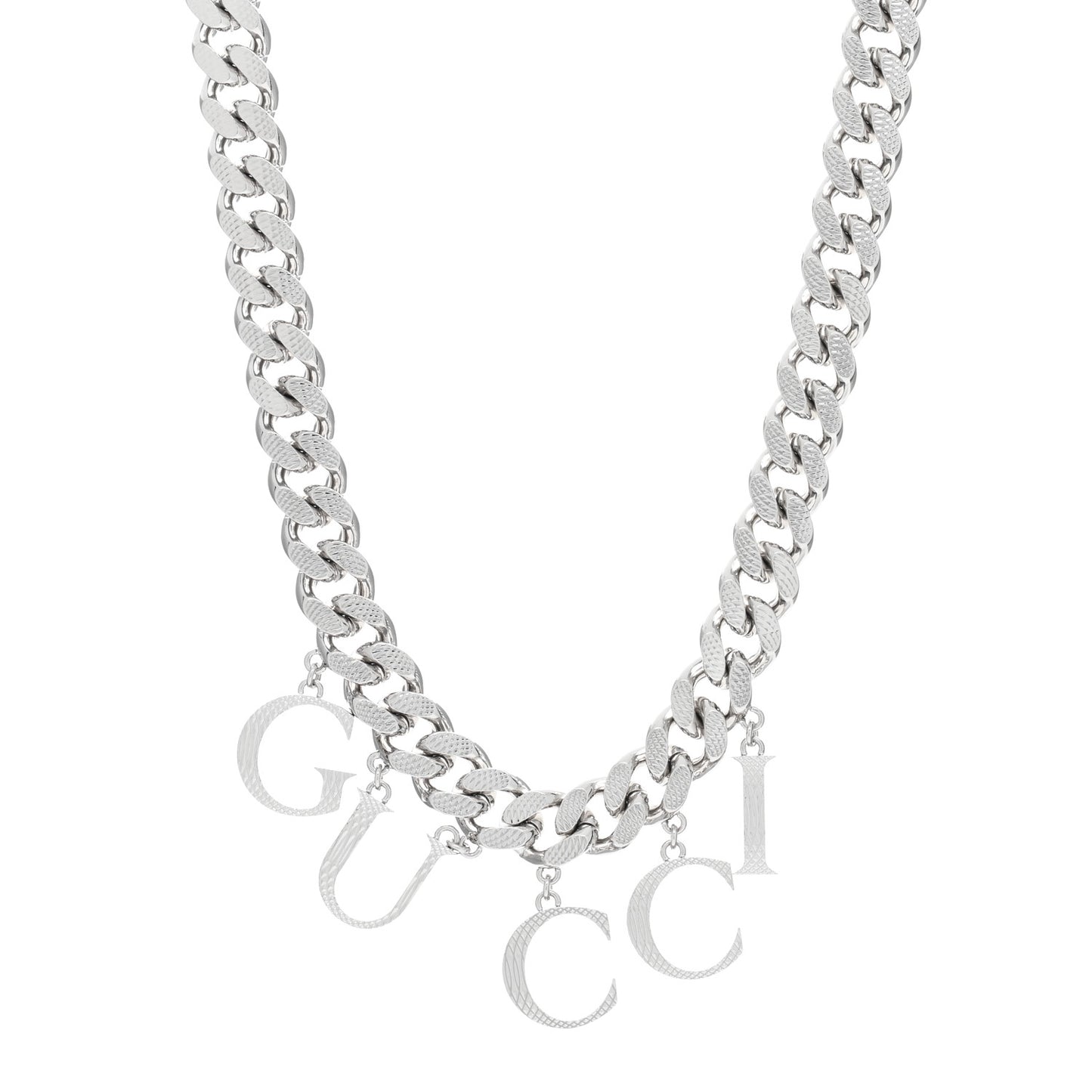 Palladium Script Logo Interlocking Chain Necklace