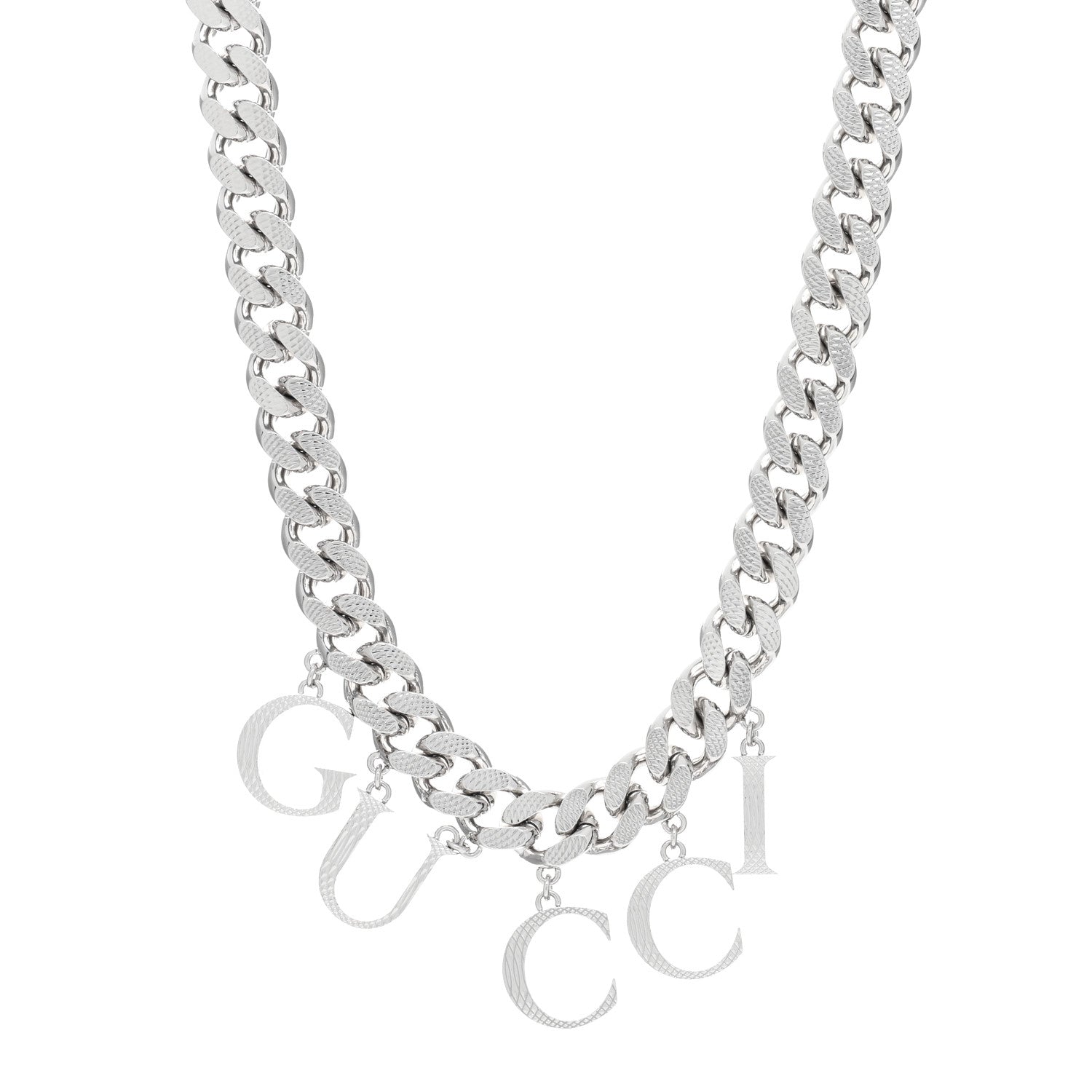 Gucci Palladium Script Logo Interlocking Chain Necklace 1 of 5