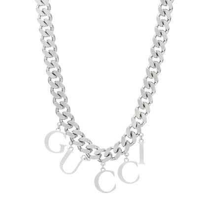 Gucci Palladium Script Logo Interlocking Chain Necklace 1 of 5