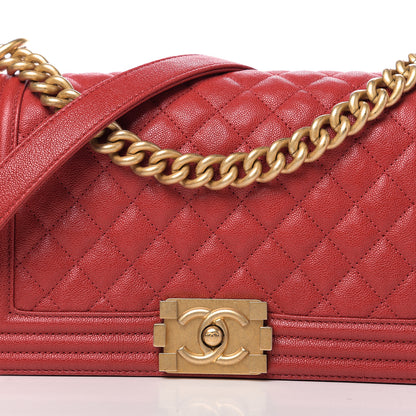 Chanel Caviar Quilted Medium Boy Flap Red 9 of 10
