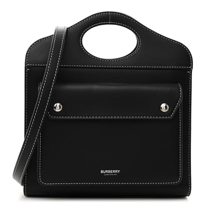 Burberry Smooth Calfskin Topstitched Mini Pocket Bag Black 1 of 8