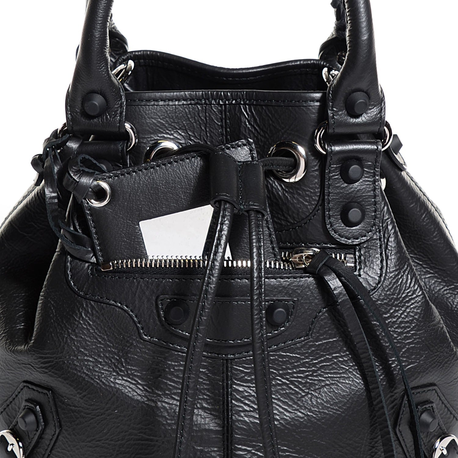 Balenciaga Matte Goatskin Rubber Covered Classic Hardware Mini Pompon Black 9 of 10
