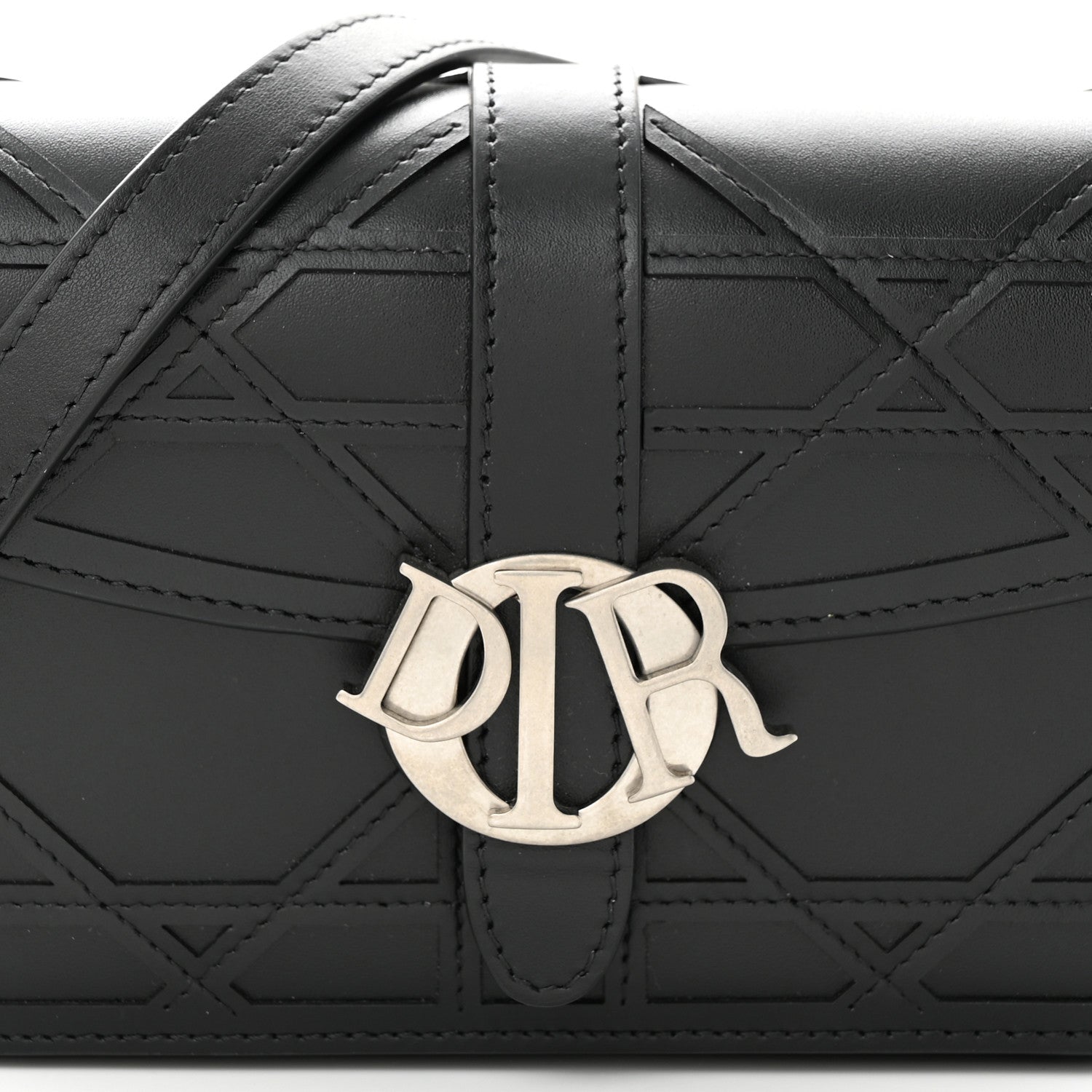 Christian Dior Calfskin Cosmo Laser Cut Cannage Mini Dior Charm Bag Black 7 of 9