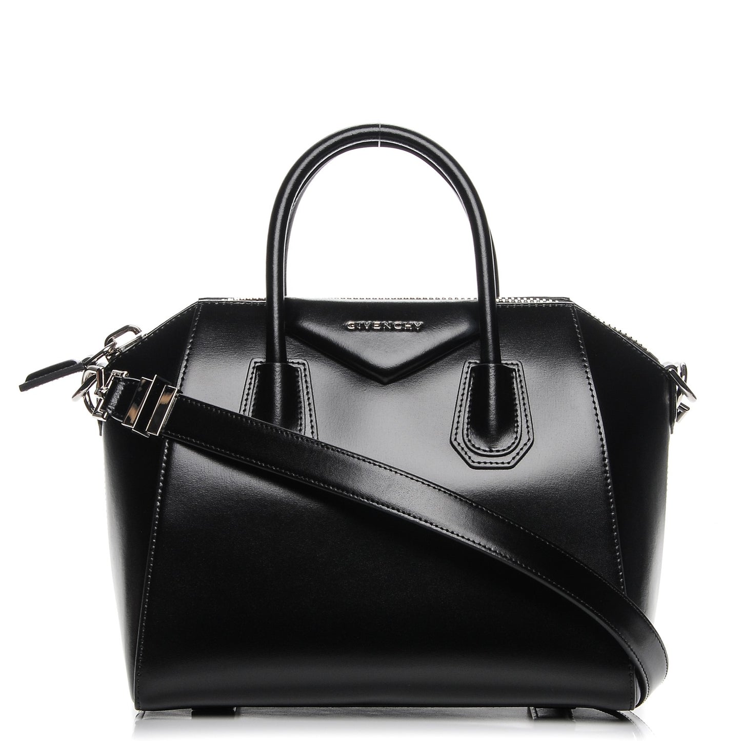 Shiny Lord Calfskin Small Antigona Black