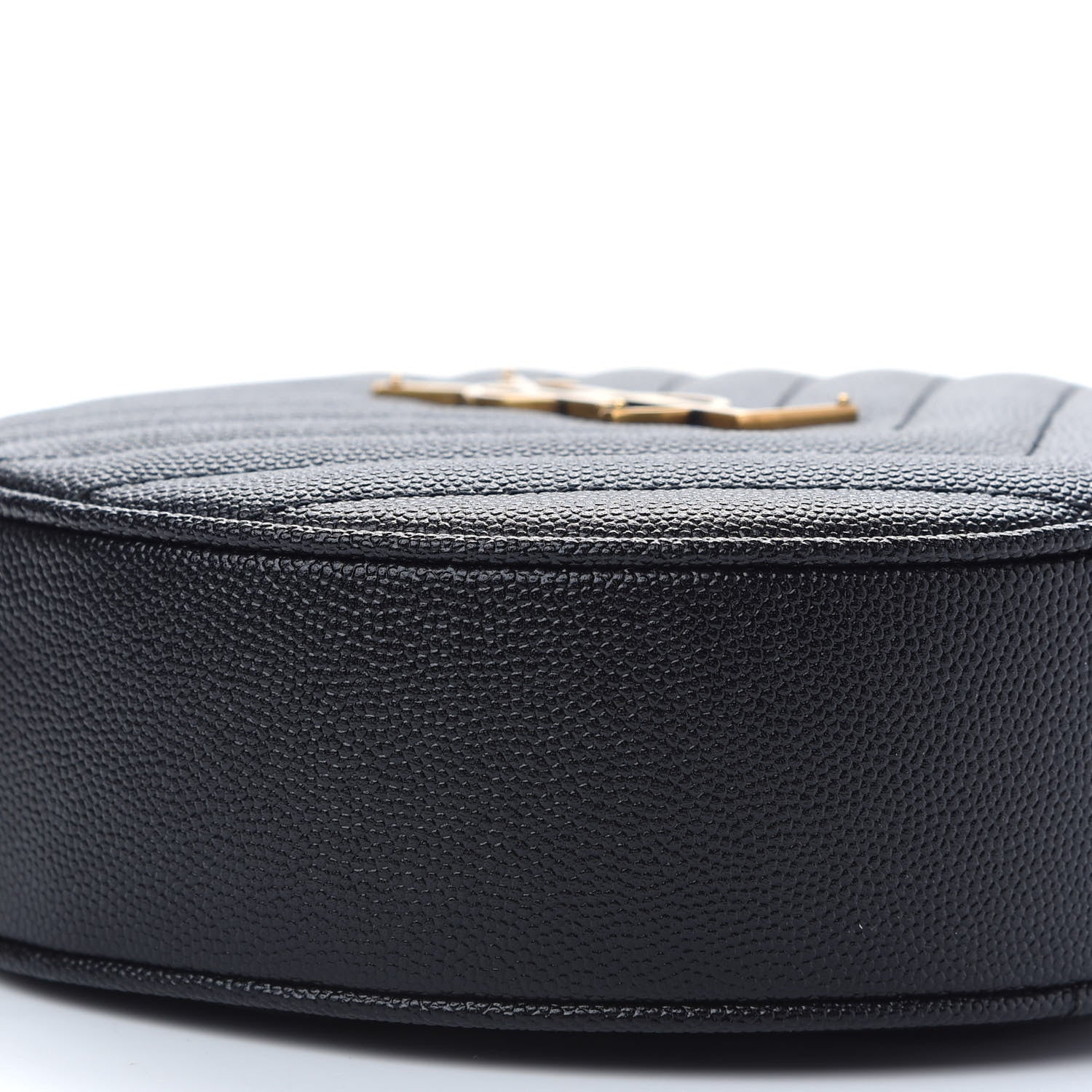 Saint Laurent Grain De Poudre Matelasse Chevron Quilted Round Vinyle Camera Bag Black 7 of 8