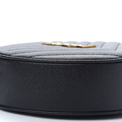Saint Laurent Grain De Poudre Matelasse Chevron Quilted Round Vinyle Camera Bag Black 7 of 8