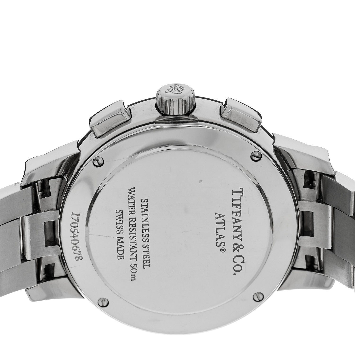 Tiffany Stainless Steel Diamond Bezel 36mm Atlas Dome Chronograph Quartz Watch 4 of 5