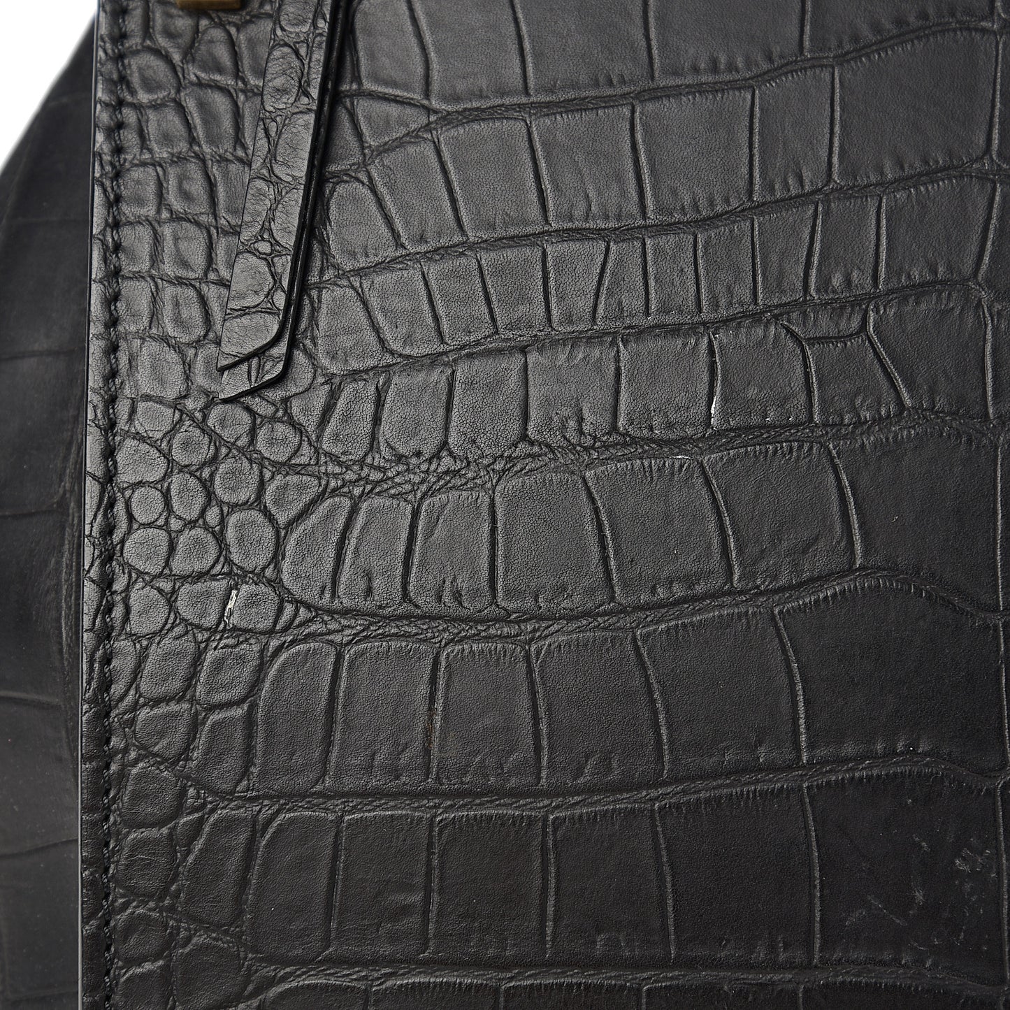 Crocodile Embossed Calfskin Medium Phantom Luggage Black