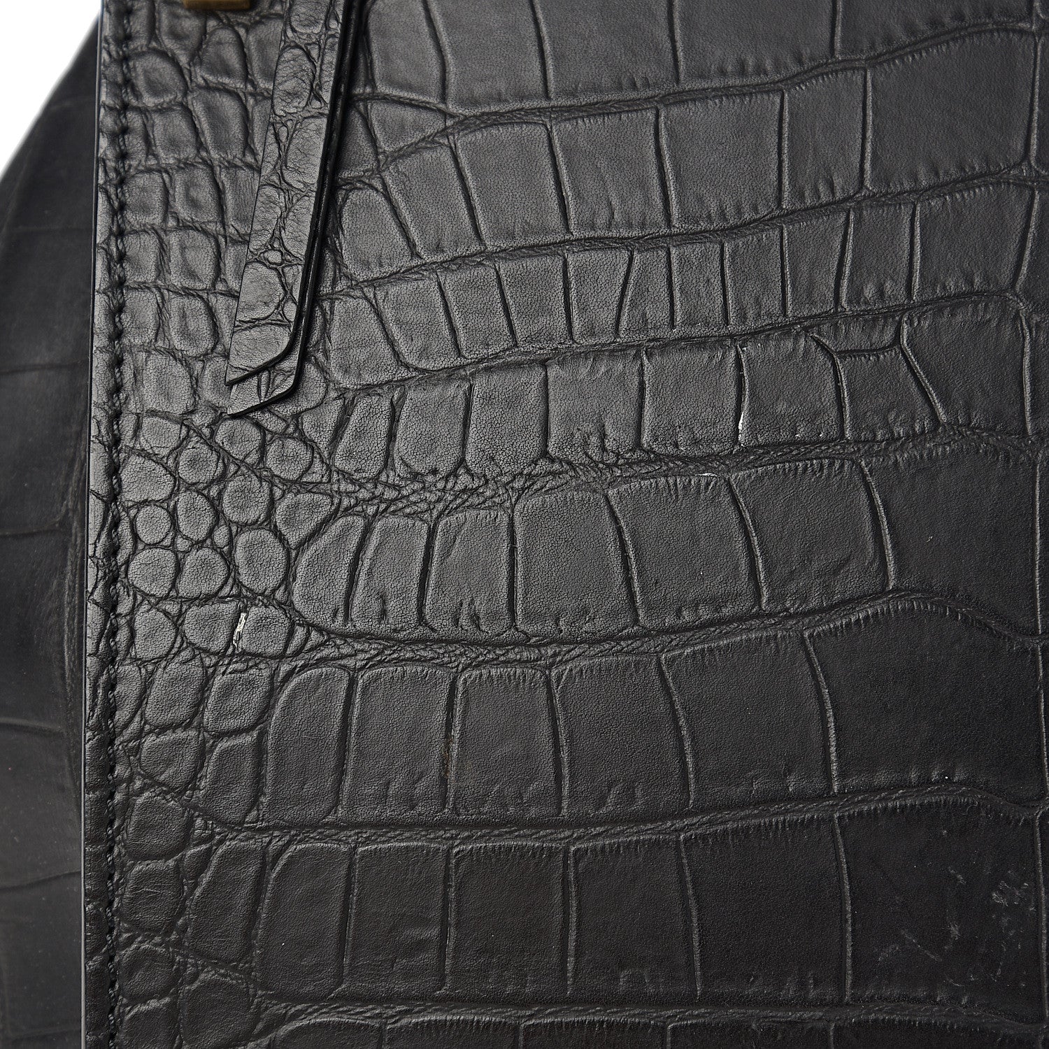 Celine Crocodile Embossed Calfskin Medium Phantom Luggage Black 8 of 9