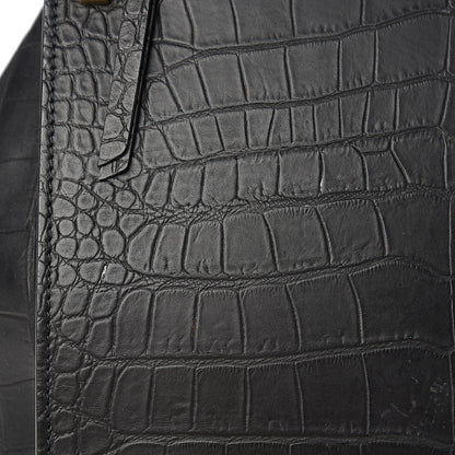 Celine Crocodile Embossed Calfskin Medium Phantom Luggage Black 8 of 9