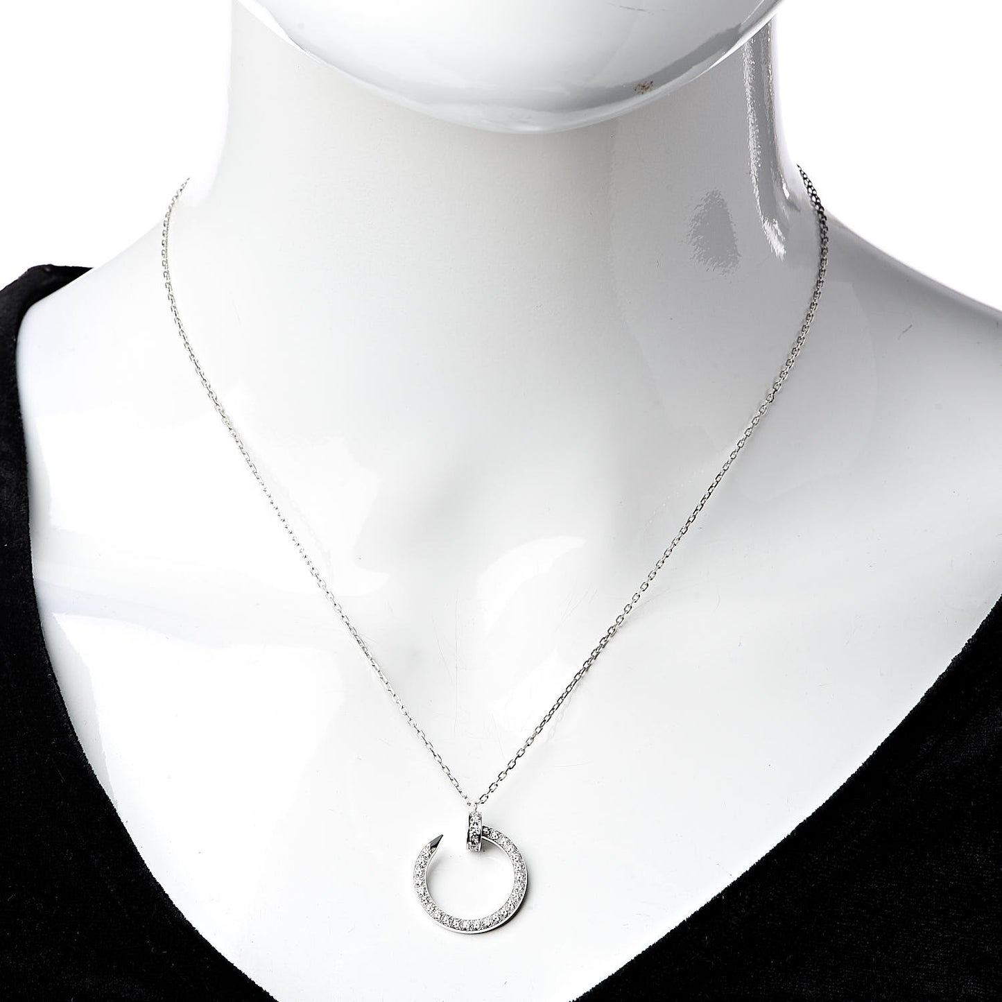18K White Gold Diamond Juste Un Clou Paved Pendant Necklace
