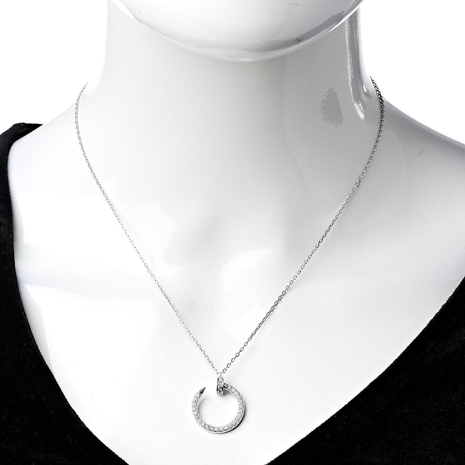 Cartier 18K White Gold Diamond Juste Un Clou Paved Pendant Necklace 2 of 6