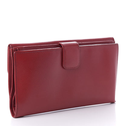 Prada Saffiano Metal Continental Flap Wallet Fuoco 3 of 7