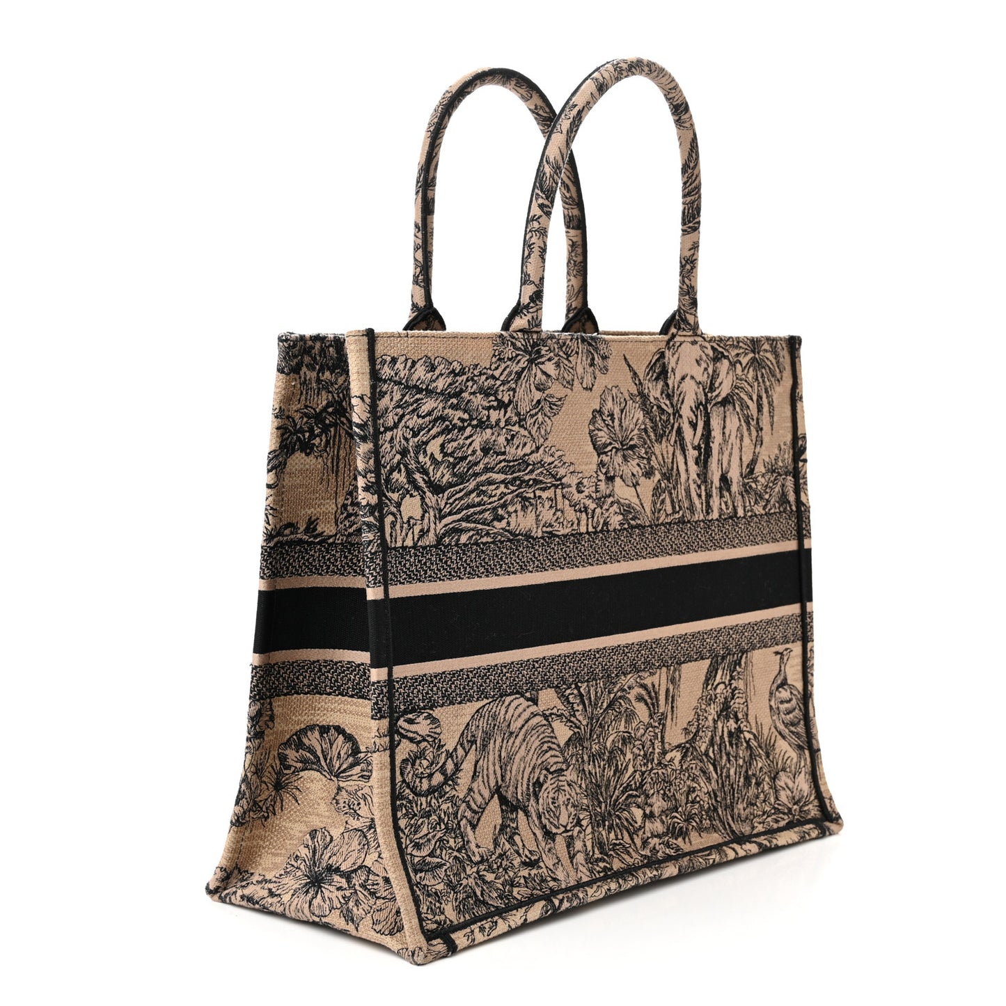 Canvas Embroidered Large Dioriviera Toile De Jouy Book Tote Black