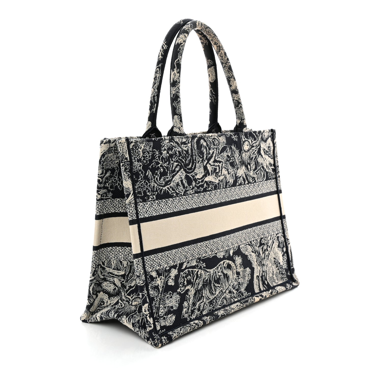 Canvas Embroidered Medium Dioriviera Toile De Jouy Reverse Book Tote Blue