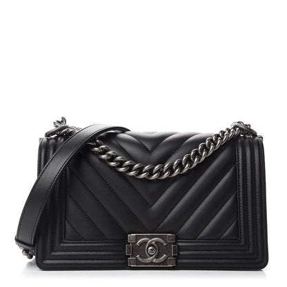 Chanel Lambskin Chevron Quilted Medium Boy Flap Black 1 of 13