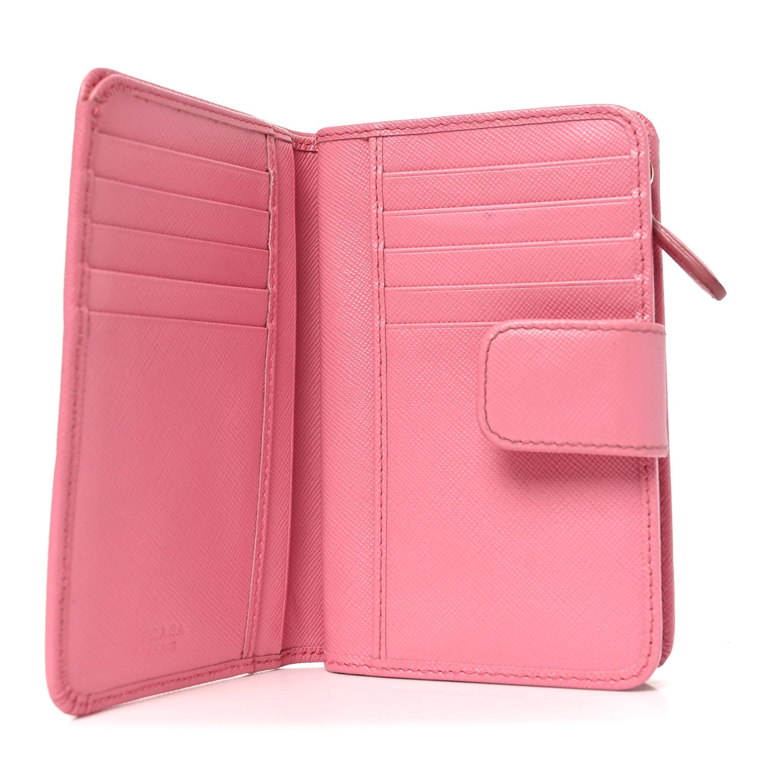Prada Saffiano Metal Compact Wallet Peonia Petalo 1875638
