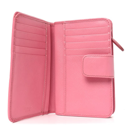 Prada Saffiano Metal Compact Wallet Peonia Petalo 5 of 8