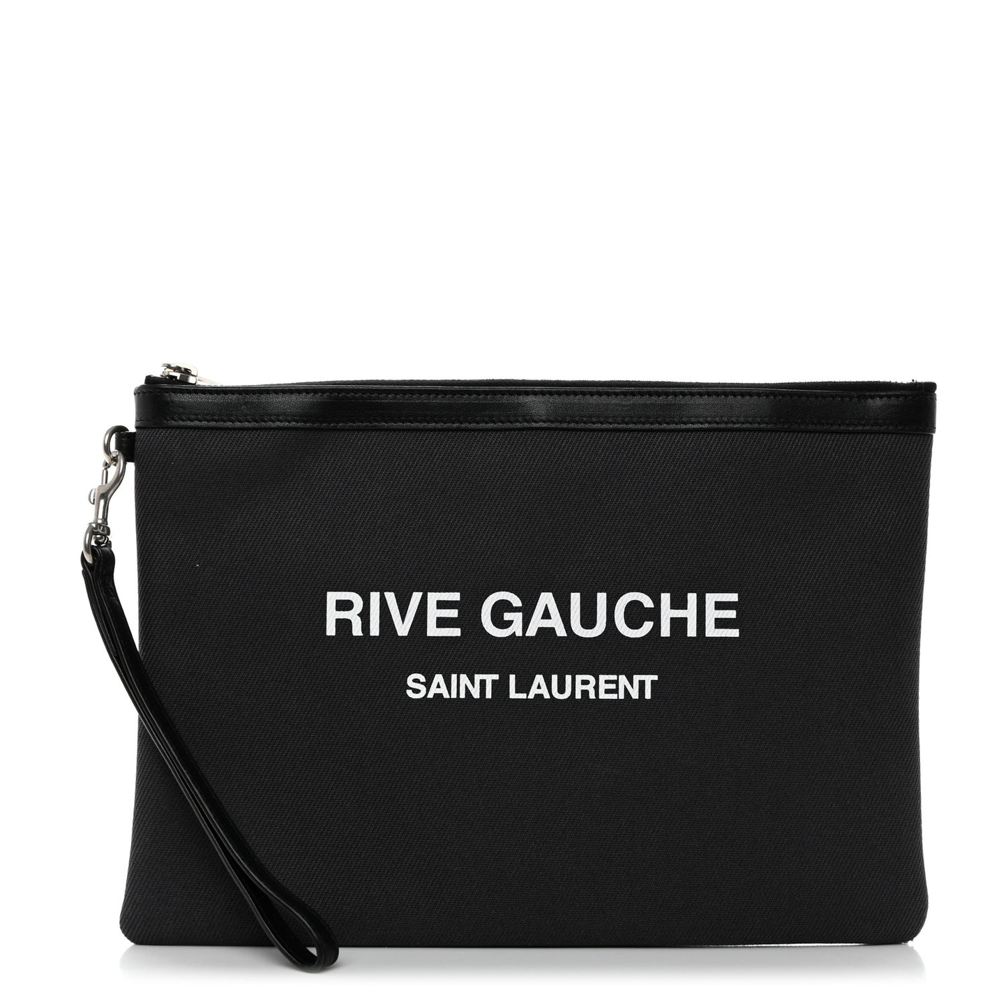 Linen Canvas Rive Gauche Zipped Pouch Black