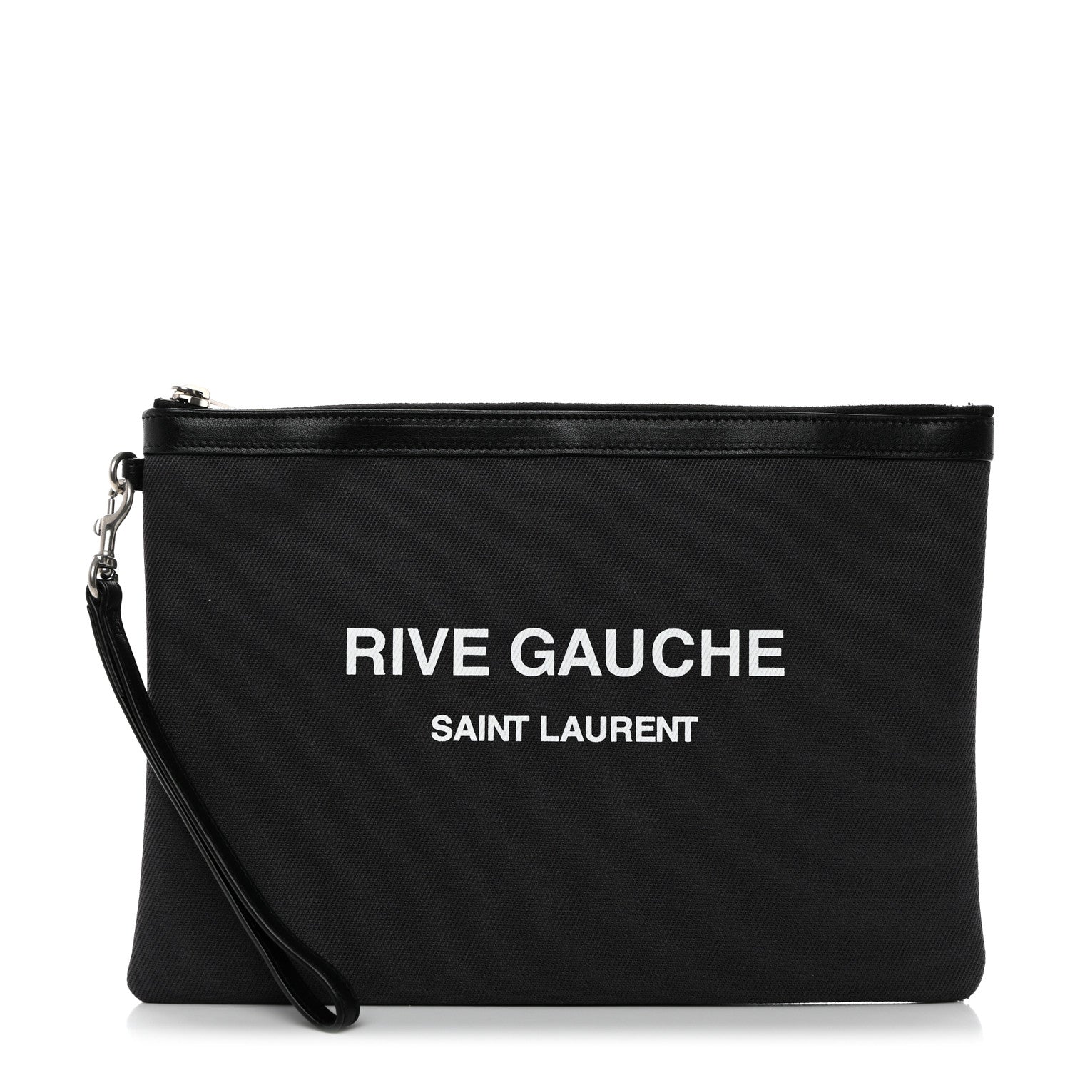 Saint Laurent Linen Canvas Rive Gauche Zipped Pouch Black 1 of 9