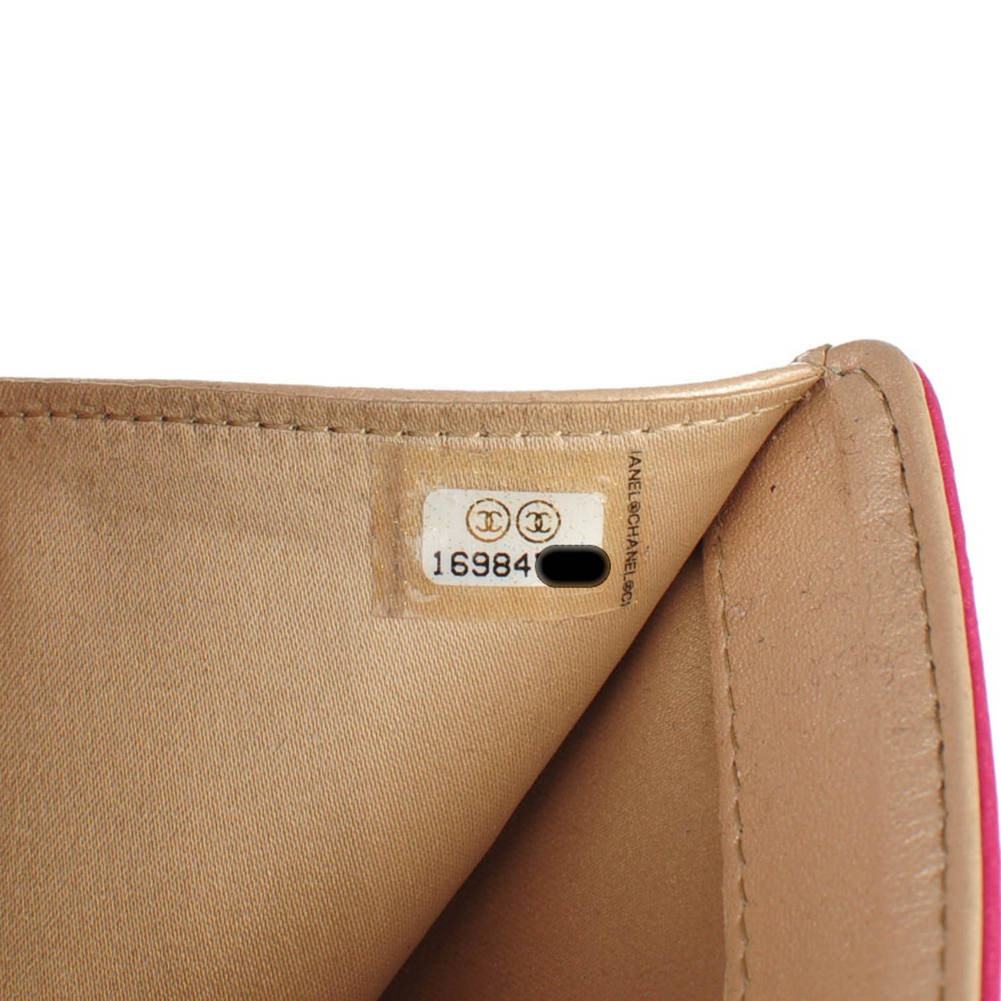 Lambskin Embossed Camellia Large Gusset Flap Wallet Pink