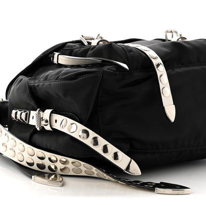 Prada Nylon New Vela Studded Messenger Black White 9 of 10