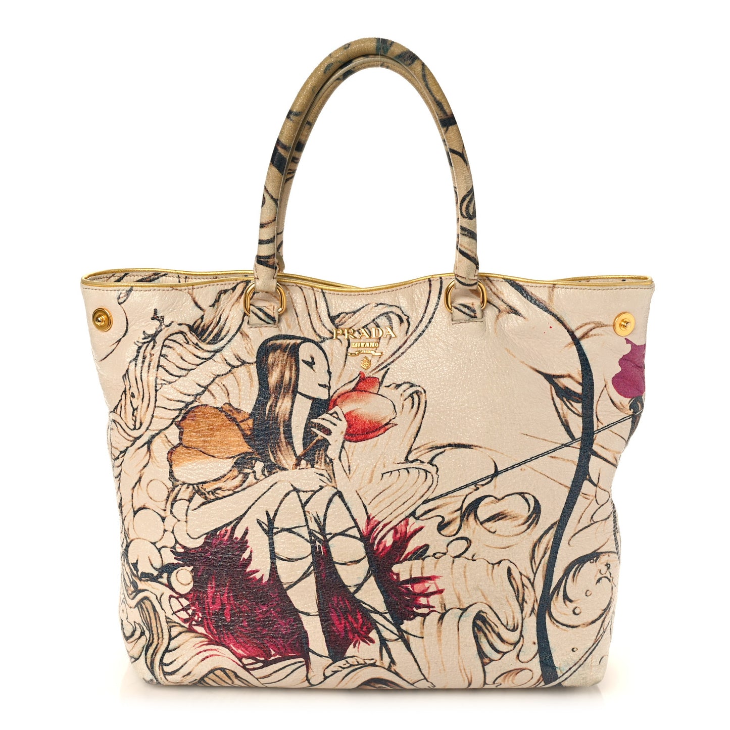X JAMES JEAN Cervo Lux Fairy Print Large Tote Prugna