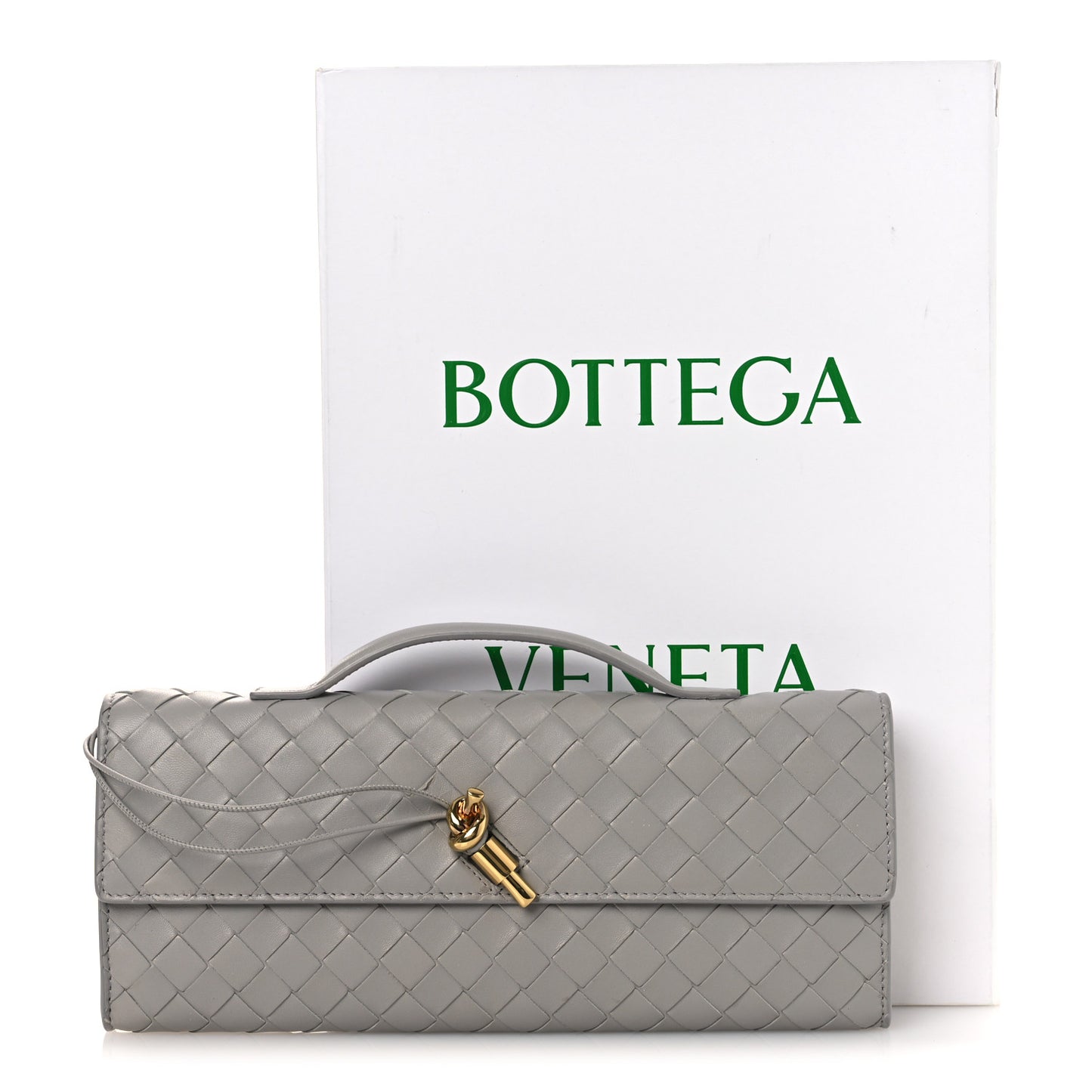 Nappa Intrecciato Long Andiamo Top Handle Clutch Sterling