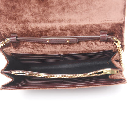 Saint Laurent Textured Velour Monogram Chain Wallet Red Clay 4 of 9