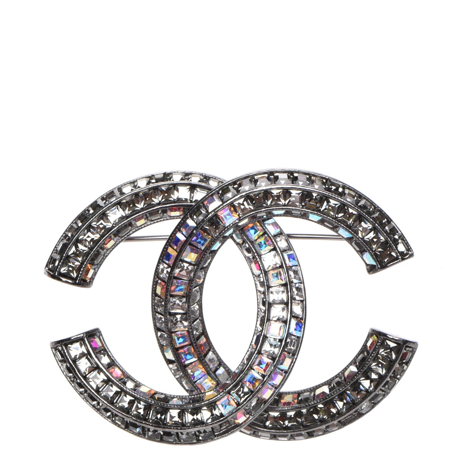 Chanel Ruthenium Crystal Baguette CC Brooch Multicolor 1 of 5