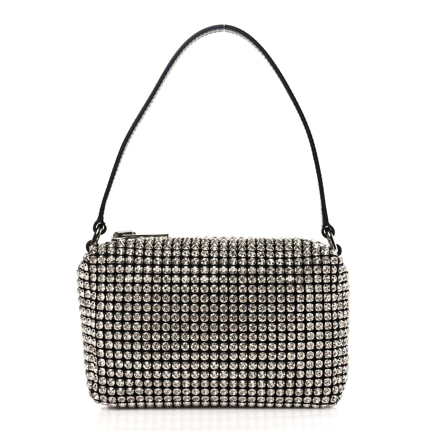 Alexander Wang Mesh Crystal Rhinestone Mini Heiress Pouch Black Silver 1 of 9