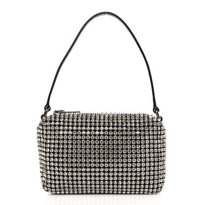 Alexander Wang Mesh Crystal Rhinestone Mini Heiress Pouch Black Silver 1 of 9