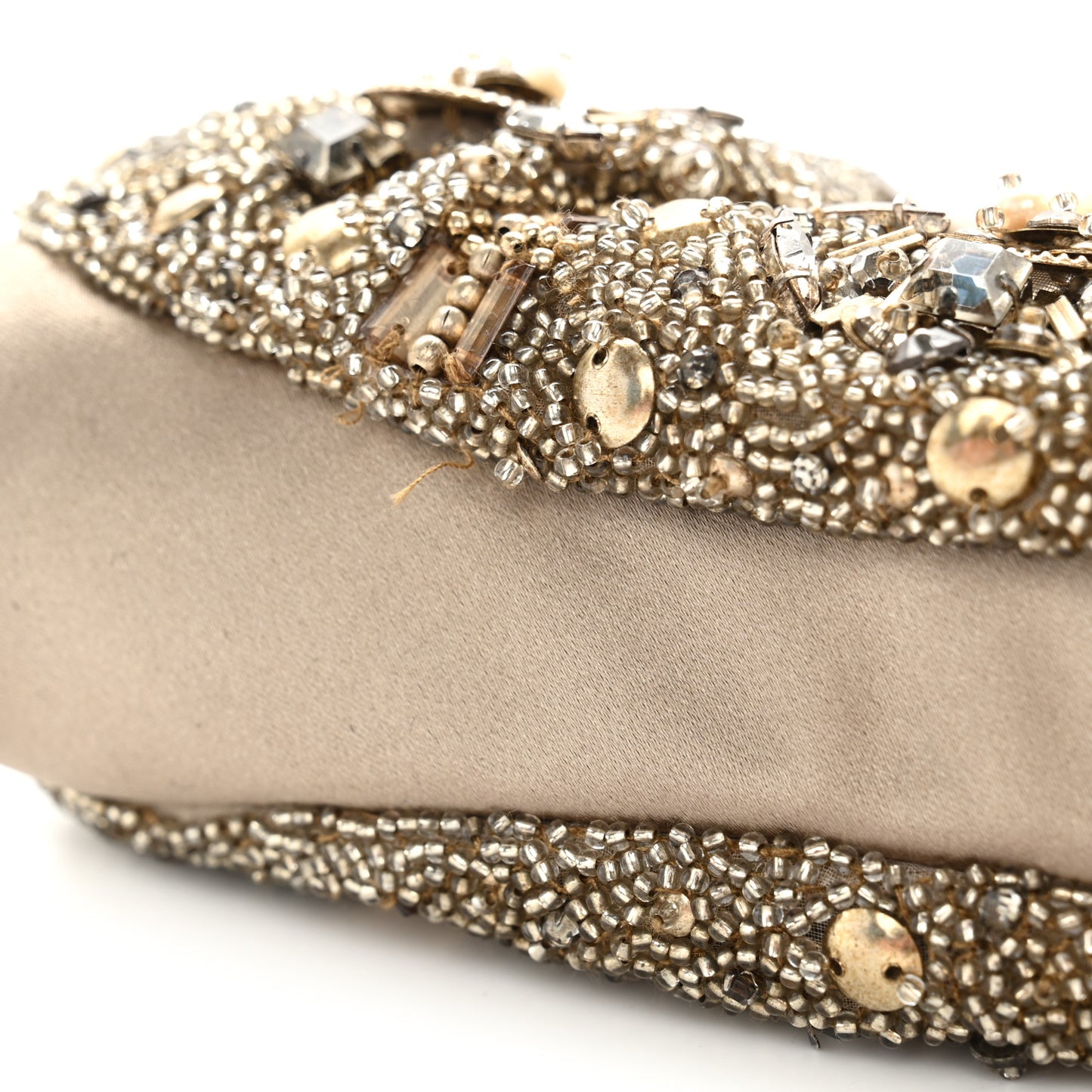 Satin Beaded Crystal Evening Clutch Gold