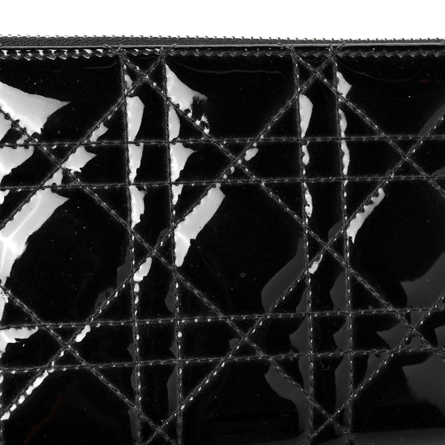 Christian Dior Patent Cannage Lady Dior Continental Zip Wallet Black 8 of 8
