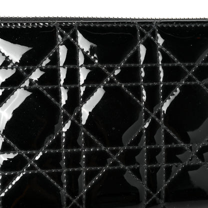 Christian Dior Patent Cannage Lady Dior Continental Zip Wallet Black 8 of 8