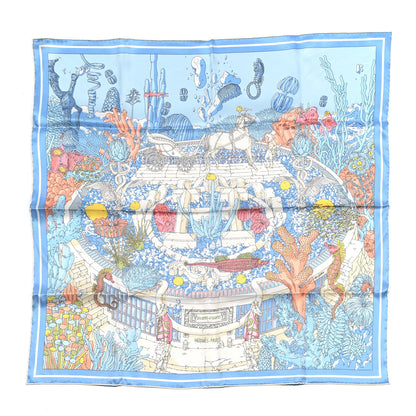 Hermes Vintage Silk Ex Libris Atlantis Scarf 70 Bleu Ciel Rose Jaune 1 of 4