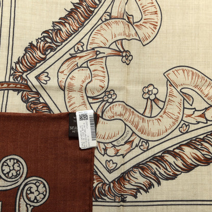 Hermes Cashmere Silk Bride De Cour Remix Scarf 140 Cacao Naturel Black 3 of 3